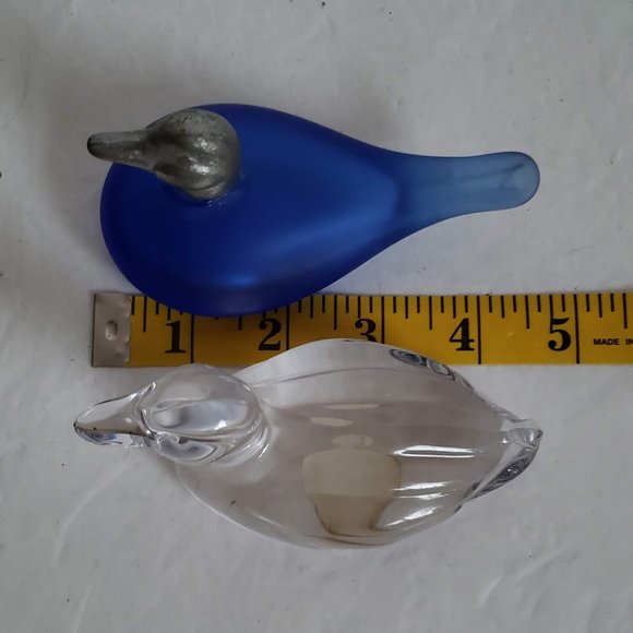 2pcs VINTAGE DUCKS Germany Lead Crystal & Blue Glass Figurines mallard duck - Picture 3 of 7